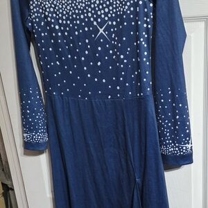 Navy Blue Kids Dress with White Dots